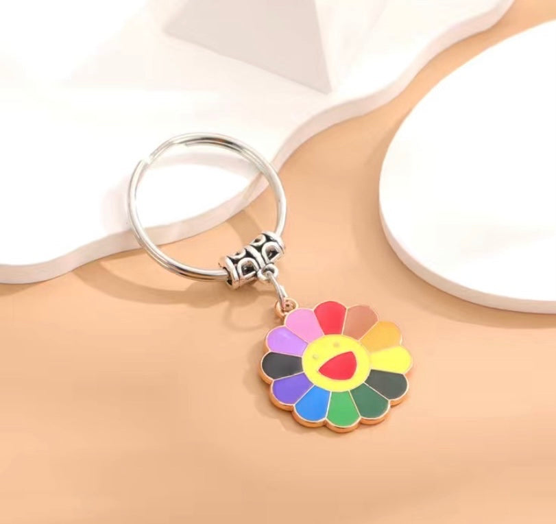 Rainbow flower keychain