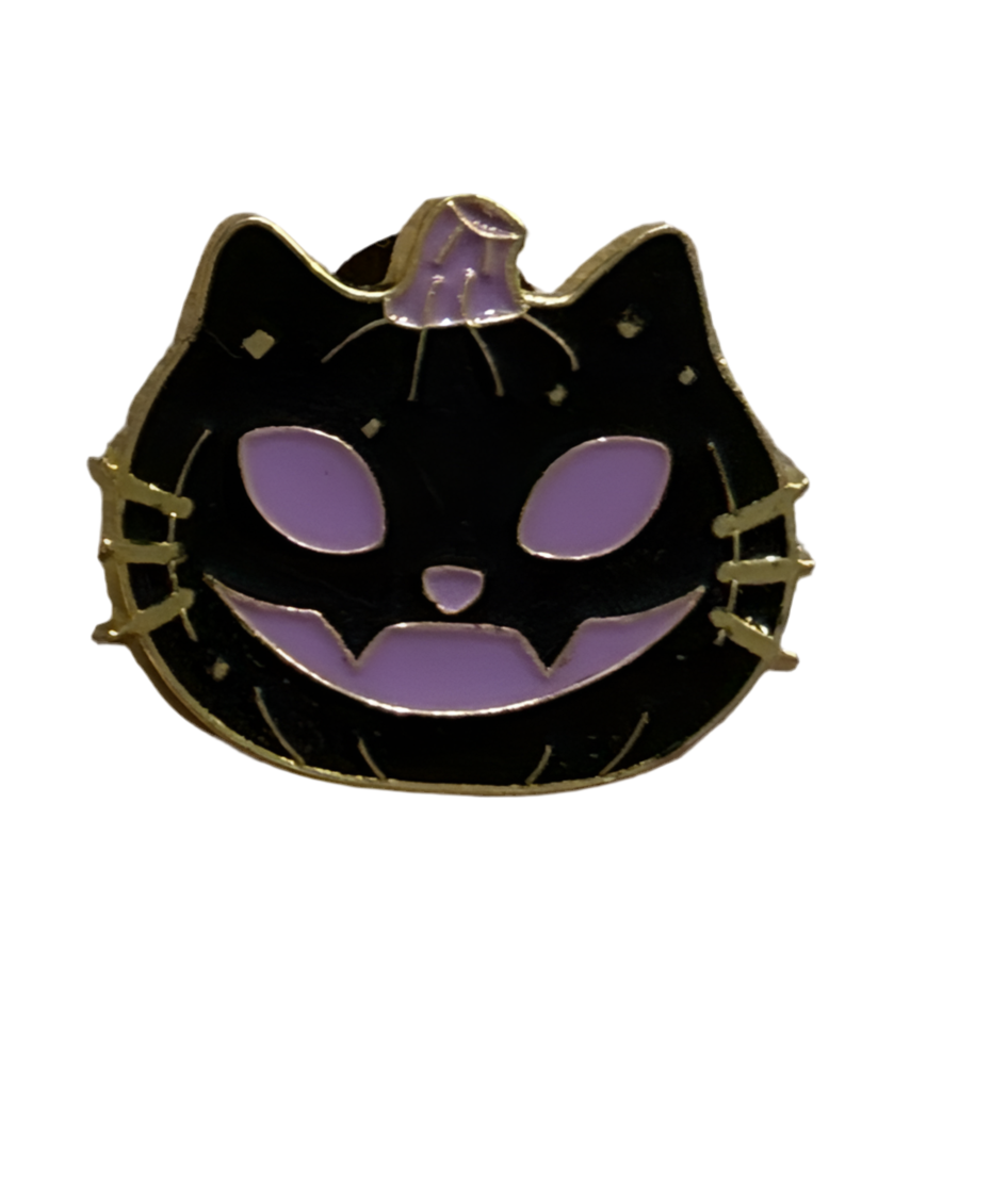 Cat jack-o’-lantern pin