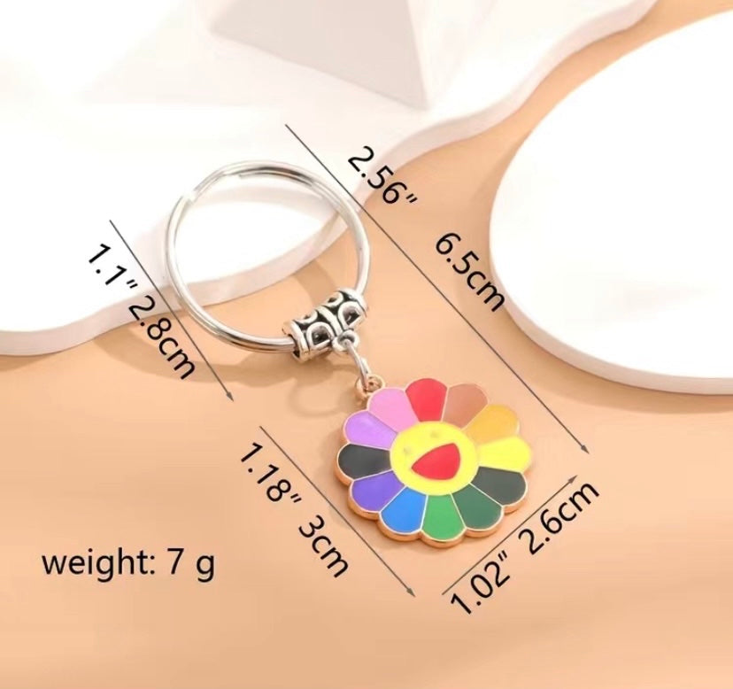 Rainbow flower keychain