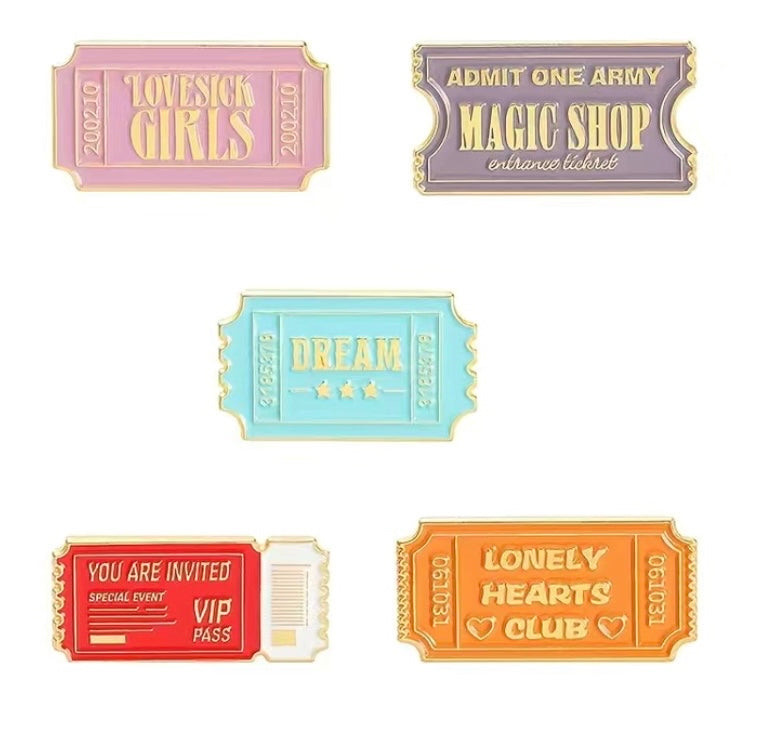 Kpop inspired ticket pins