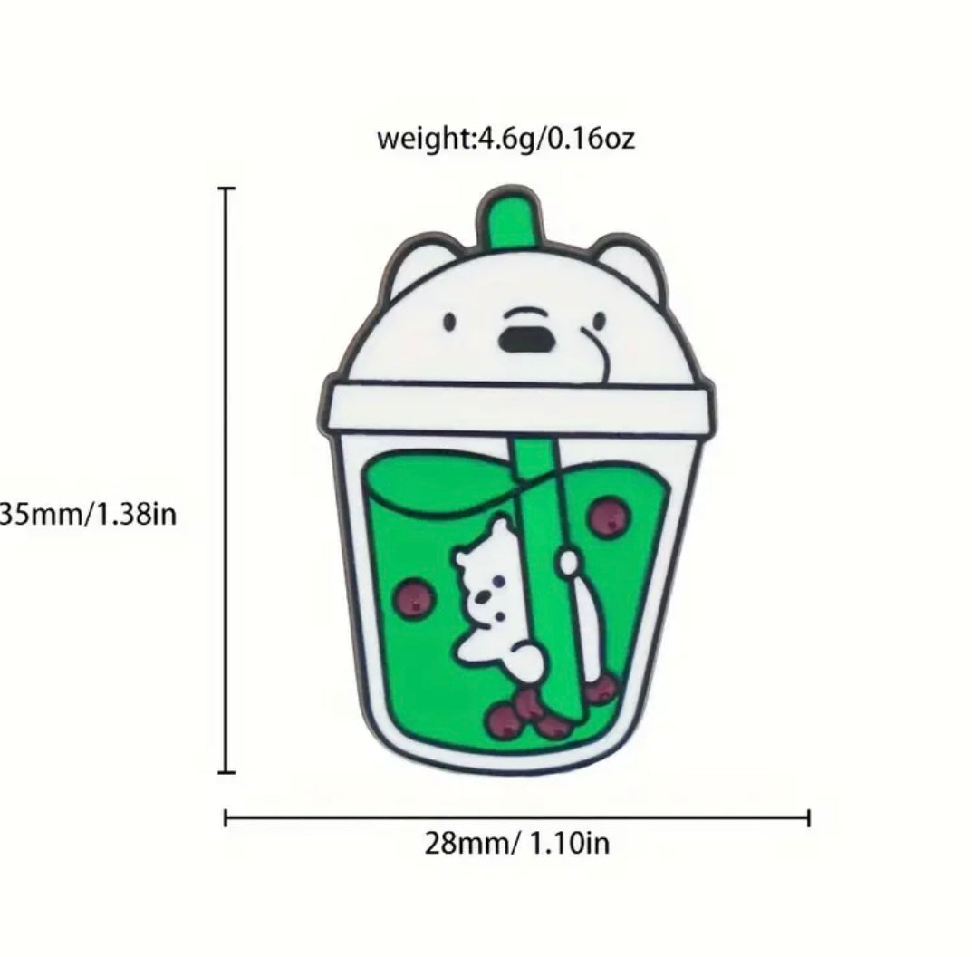 Boba tea animal pins