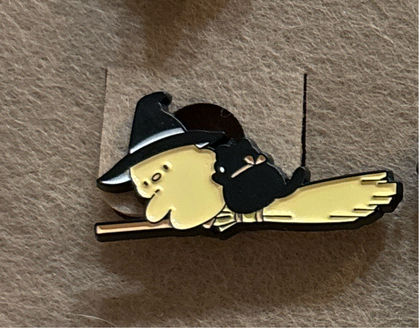 Spooky pets on broom pins