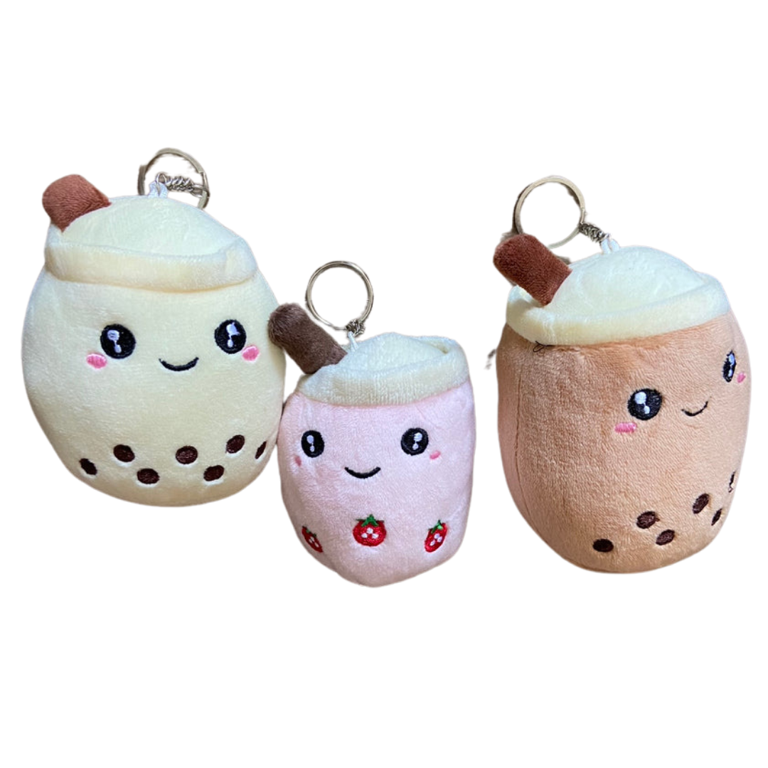 Boba tea plush keychains