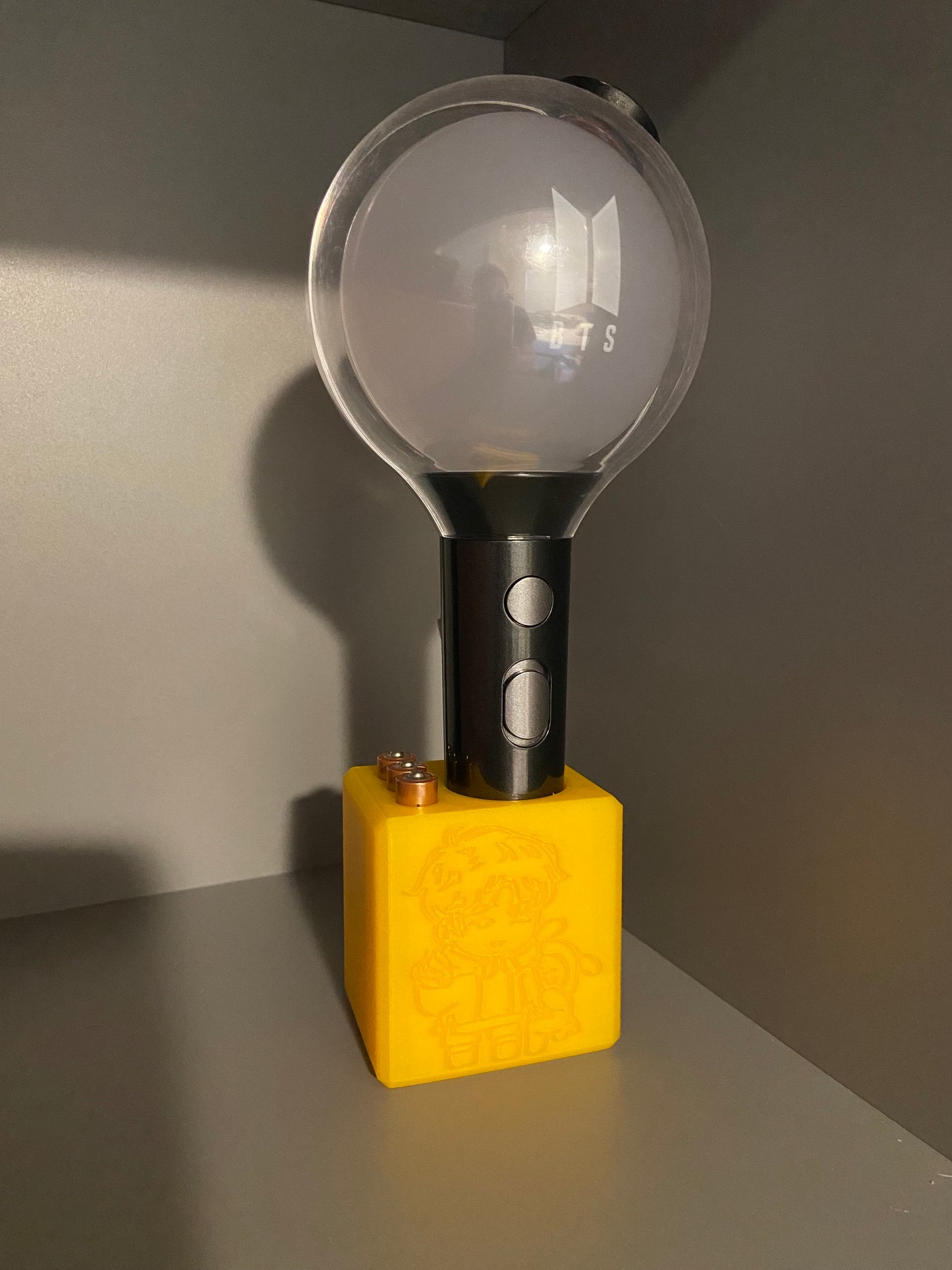 Jimin with Chimmy 3D printed SE Map of the Soul BTS lightstick holder with battery storage