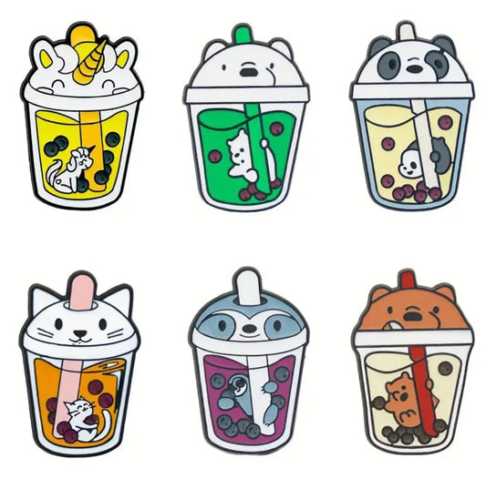 Boba tea animal pins