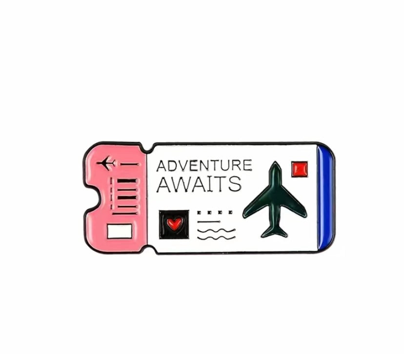 Travel ticket enamel pin