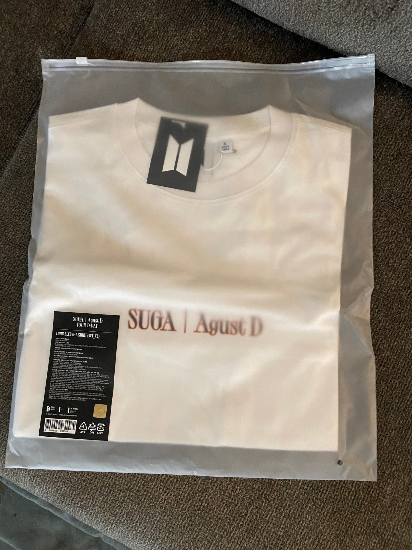 D-Day Agust D tour merch long sleeve white shirt