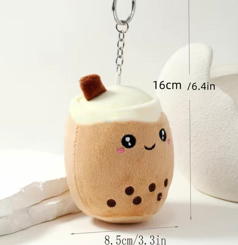 Boba tea plush keychains