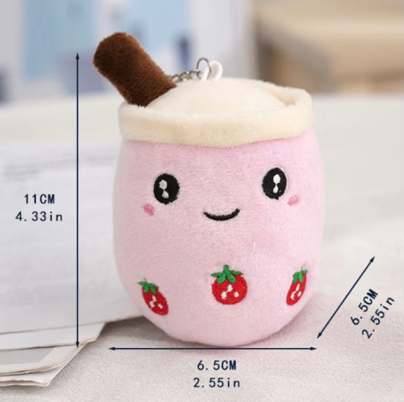 Boba tea plush keychains