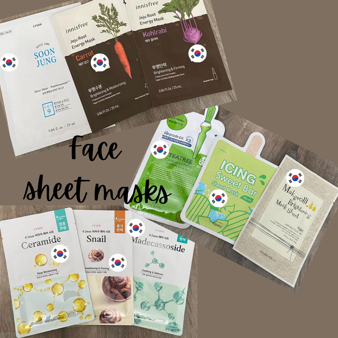 Korean face sheet masks