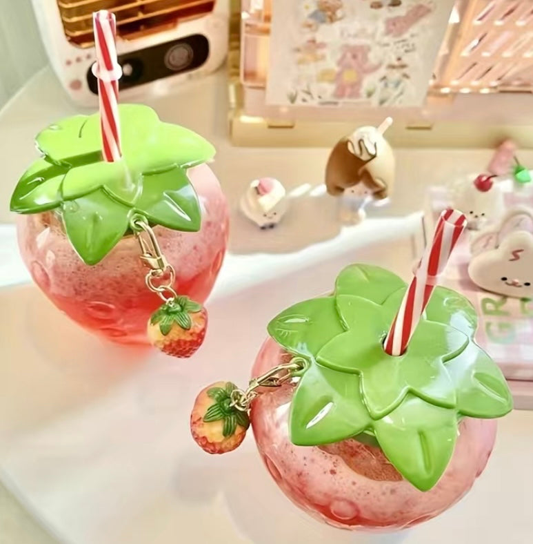 Strawberry drink bottles with charm