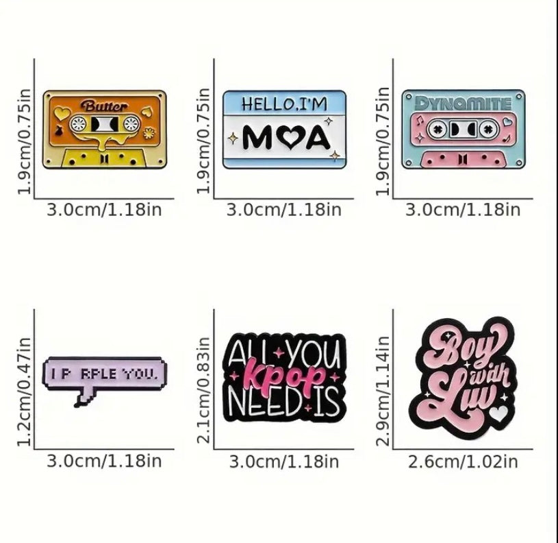 Kpop cassette pin badge