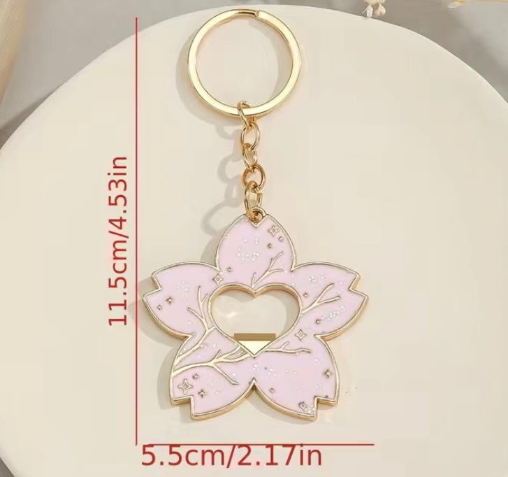 Cherry blossom bottle opener keychain