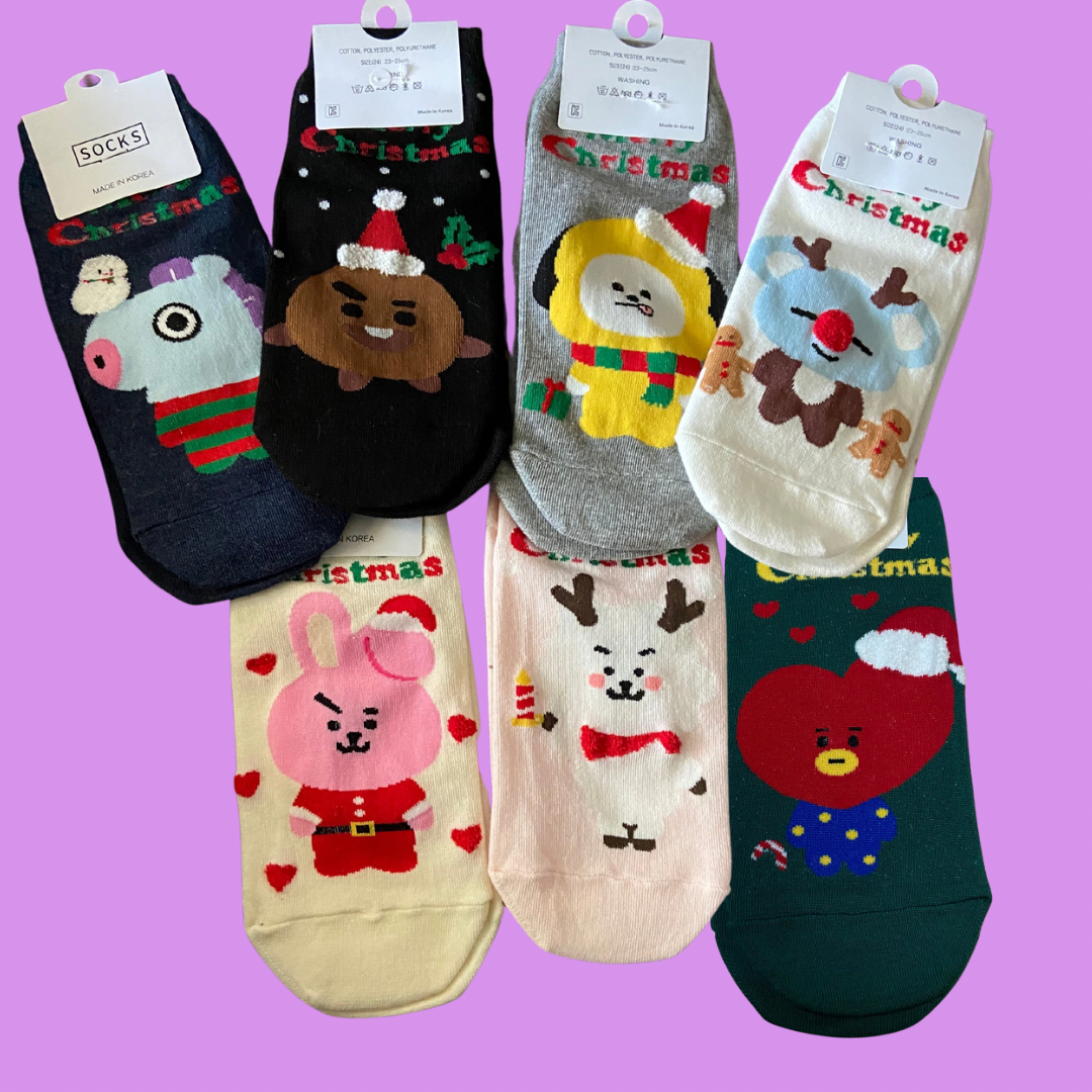 BT21 inspired Christmas socks