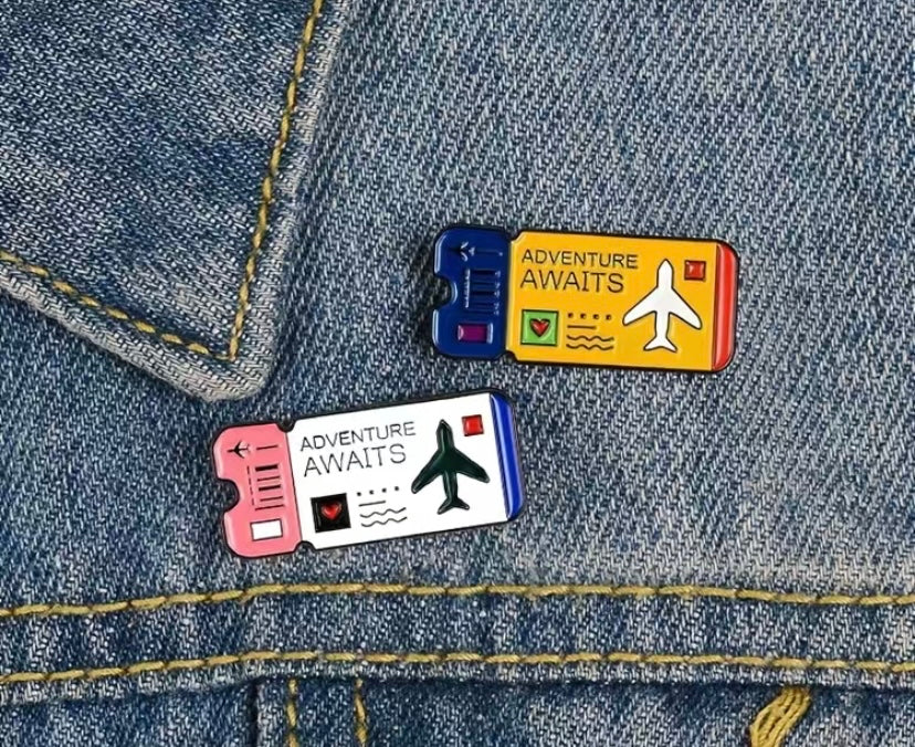 Travel ticket enamel pin