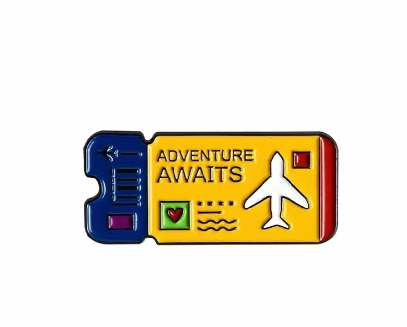 Travel ticket enamel pin