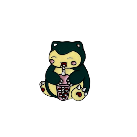 Snorlax boba tea pin