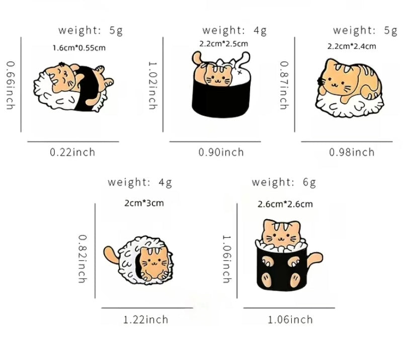 Cat sushi pins