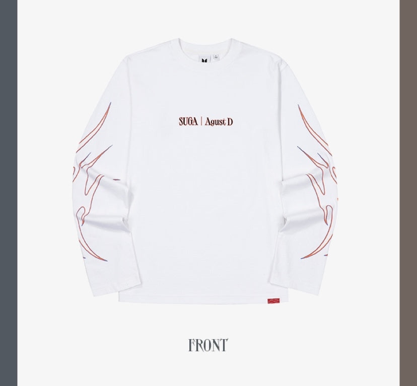 D-Day Agust D tour merch long sleeve white shirt