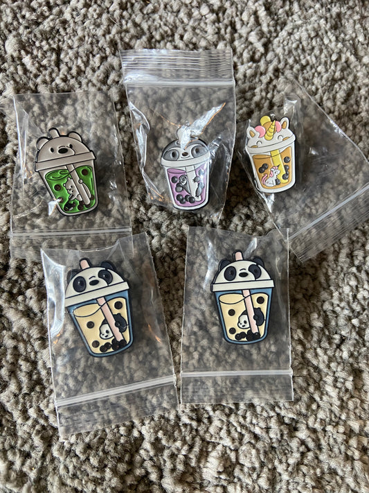 Boba tea animal pins